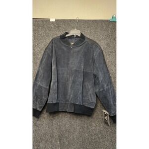 Junction West Jacket Mens 2XL Blue Leather Bomber Zip Lined Insulated READ